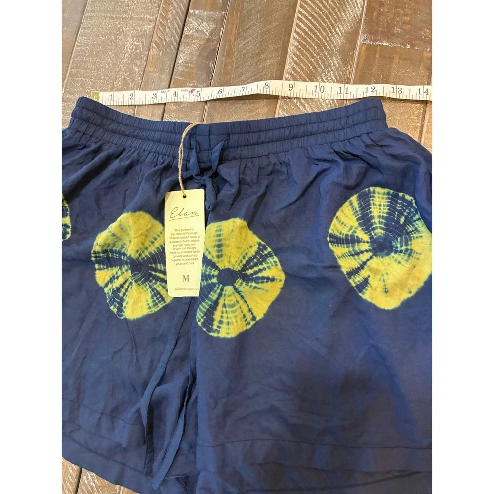 Elan Blue Tie‎ Dye Print Drawstring Waist Beach, Cozy Shorts Women's Size M